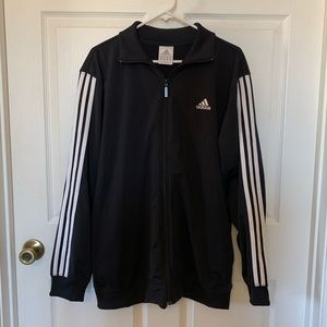 Adidas Black and White Zip Up Track Suit Jogger Jacket Mens Medium